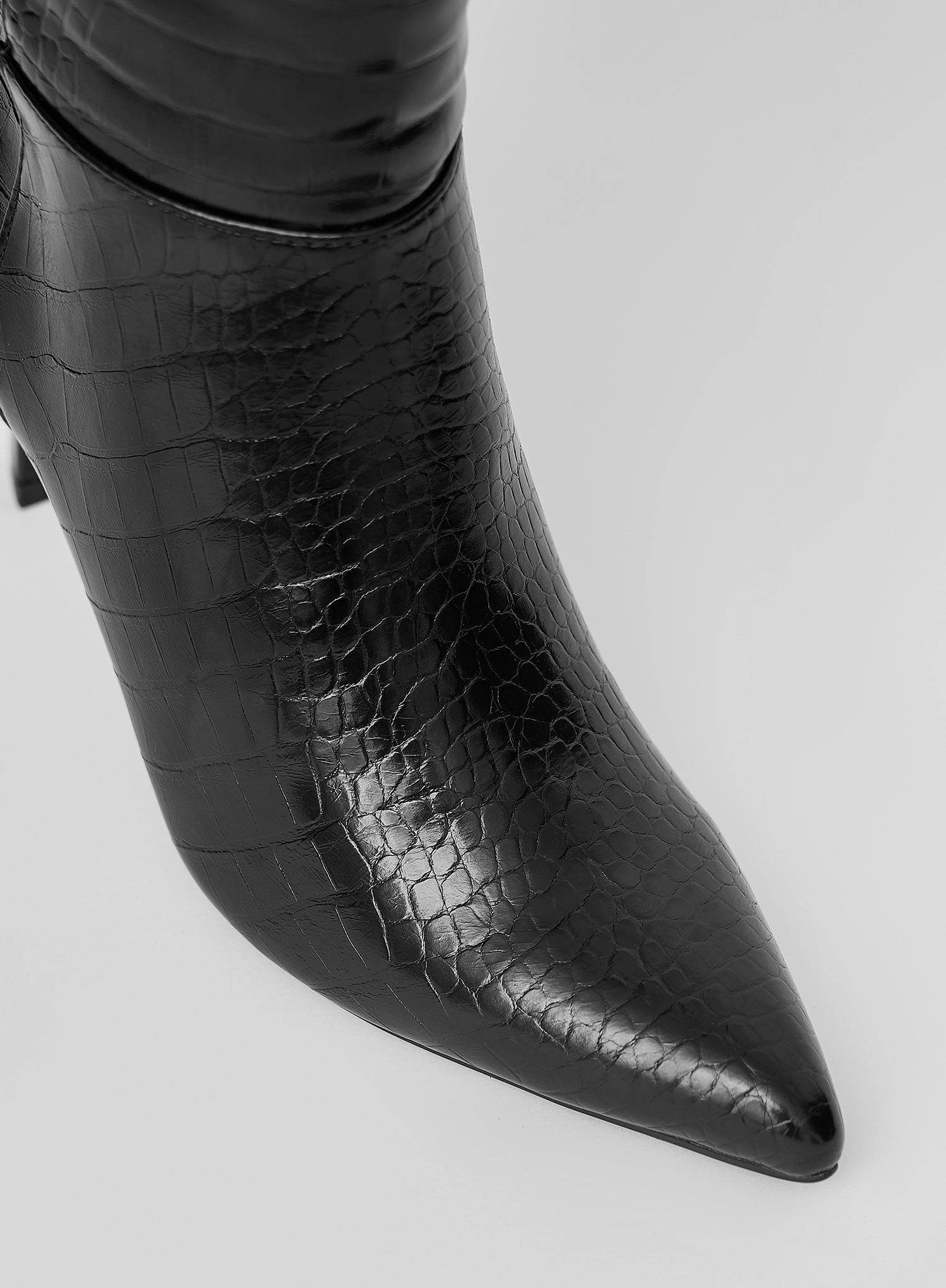 Black Faux Croc Boots